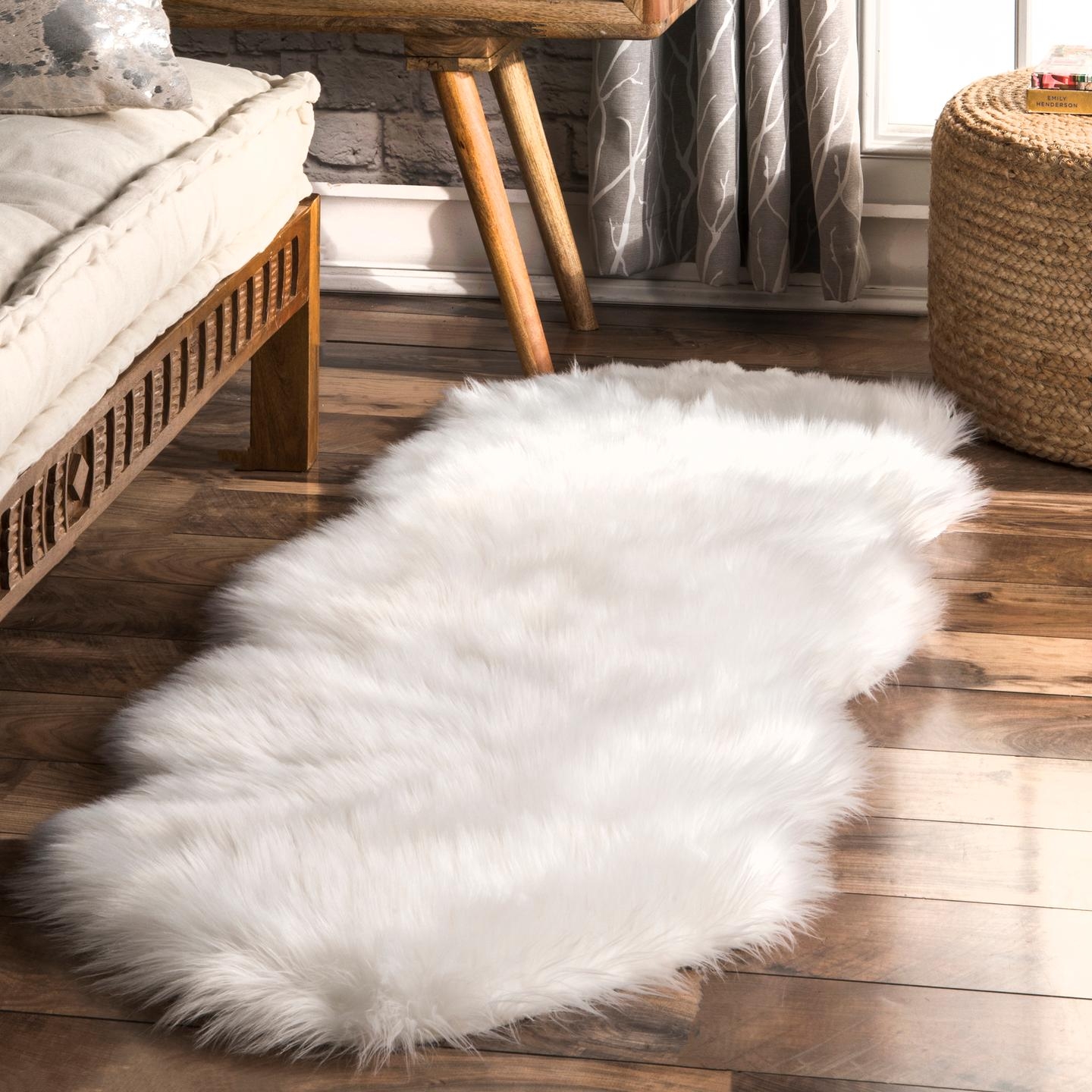 Terrell Solid Faux Sheepskin Area Rug - Image 4