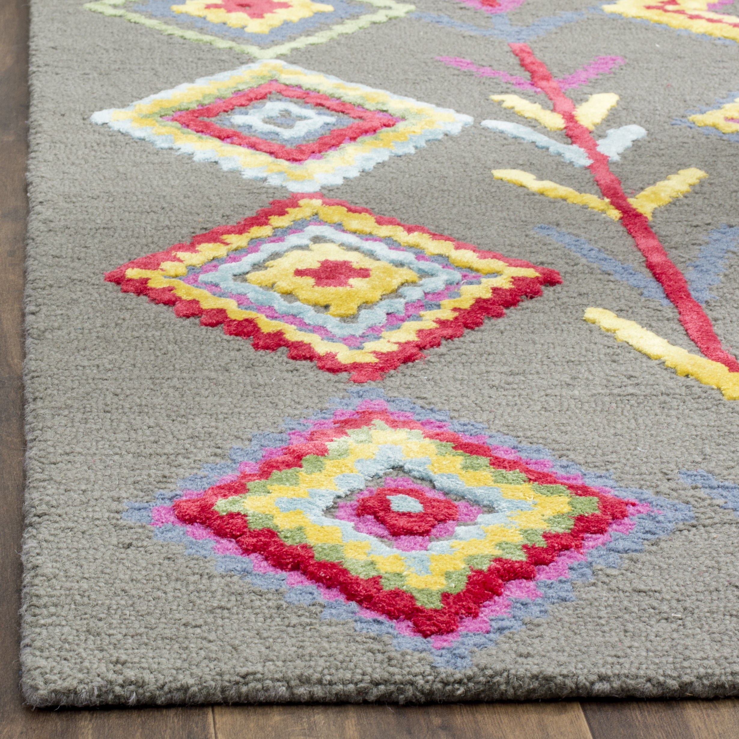 Arlo Home Hand Tufted Area Rug, BLG551A, Dark Grey/Multi,  4' X 6' - Image 2