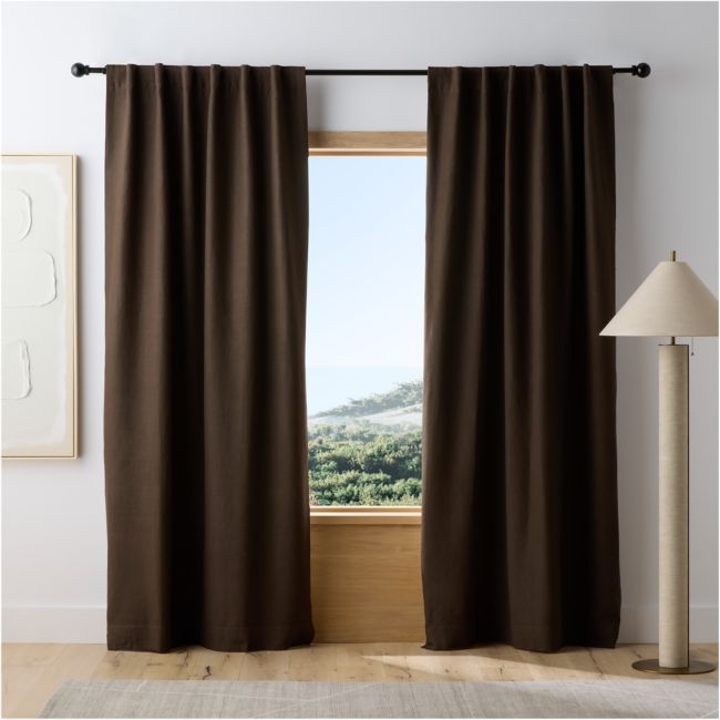 Deep Brown EUROPEAN FLAX ™-Certified Linen Blackout Window Curtain Panel 52"x96" - Image 0