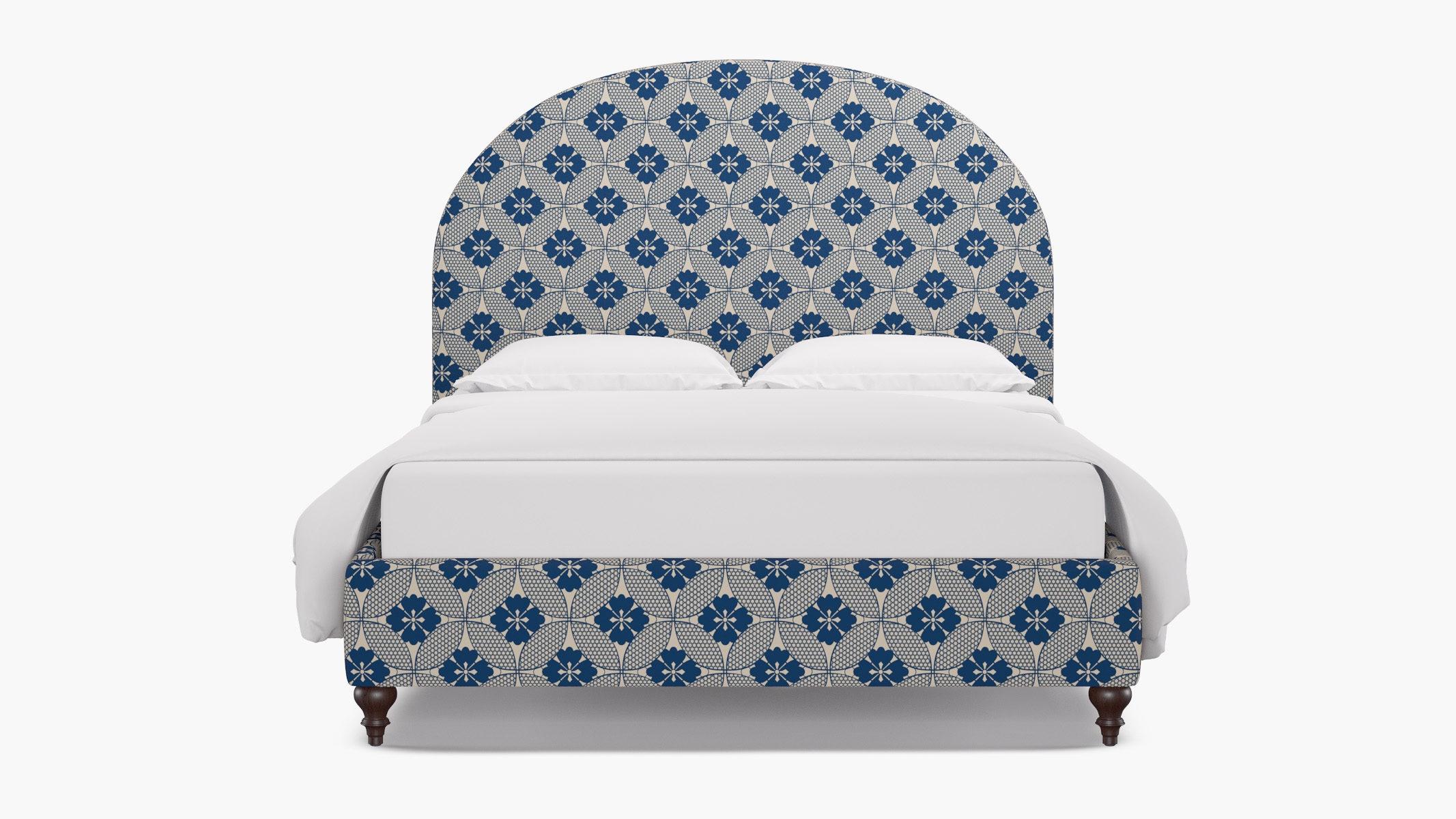 Demilune Bed, Bright Navy Solaire, Espresso Traditional Turned Leg, Twin - Image 0