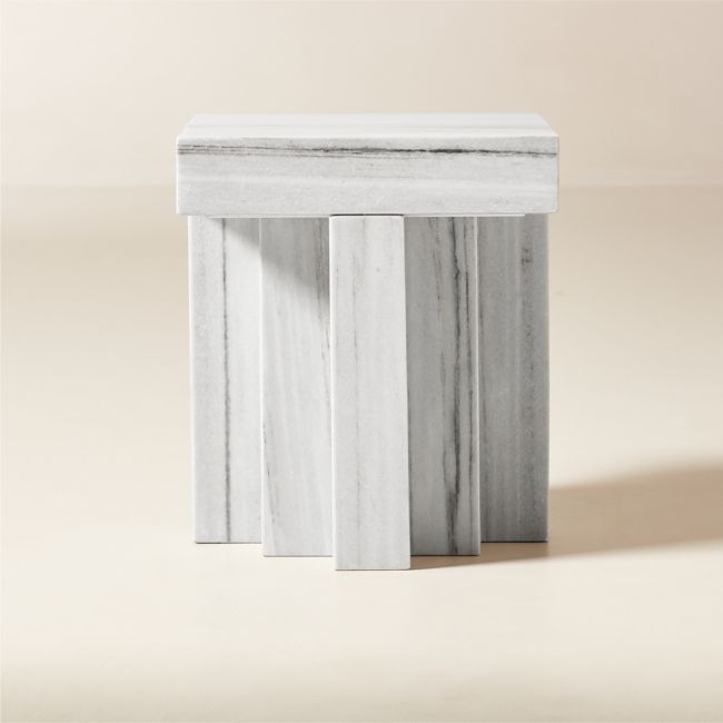 Scada White Marble Side Table - Image 0