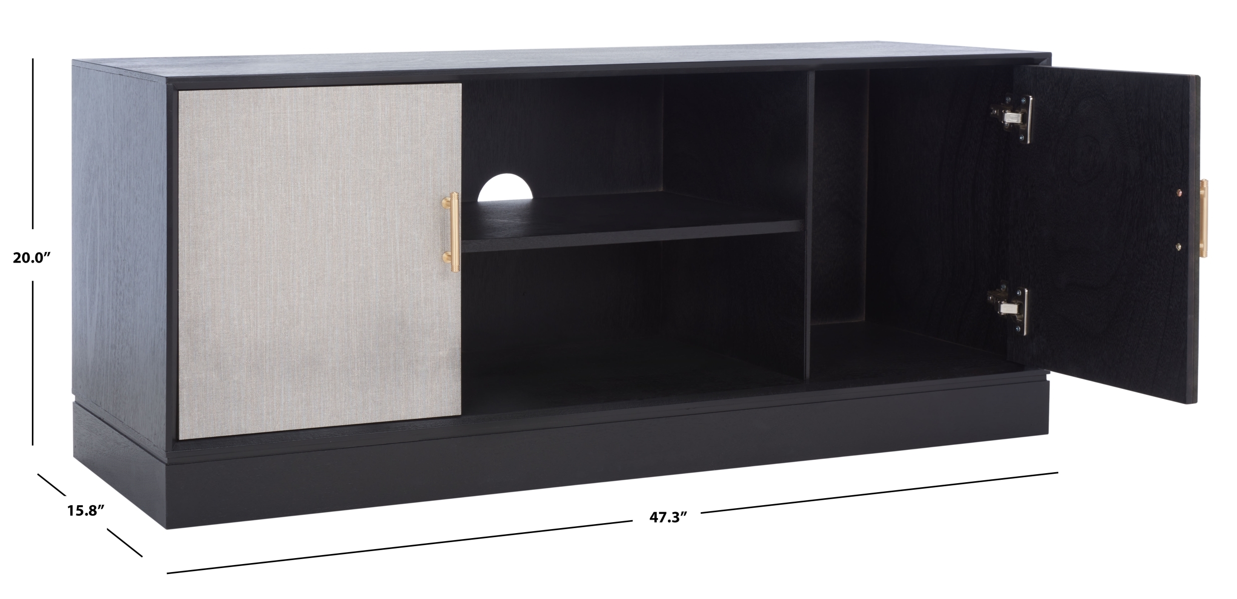 Estella 2 Door 1 Shelf Media Stnd - Black - Safavieh - Image 9