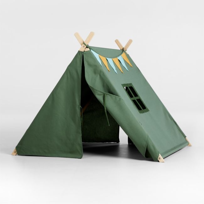 Green Collapsible Kids Canvas Play Tent - Image 0