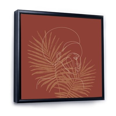 Sillhouette Of African American Girl On Palm Leaves - Modern Canvas Wall Art Print FL35807 - Image 0