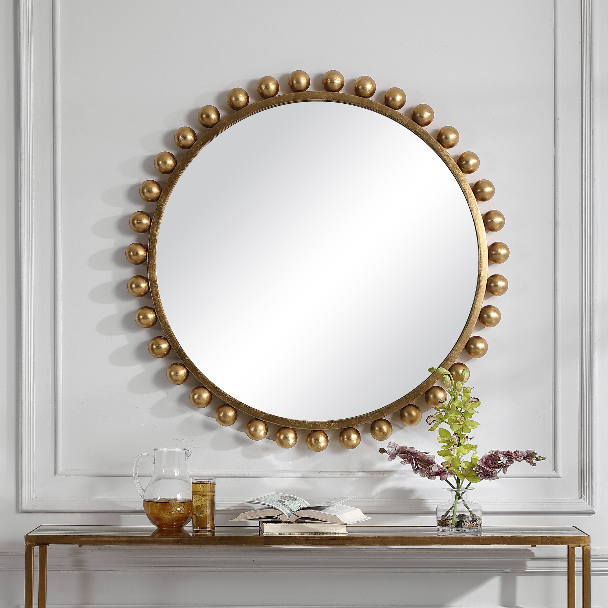 Cyra Round Mirror, Gold - Image 3