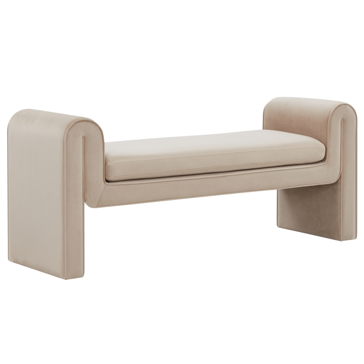 Garth Velvet Bench - Light Brown - Image 2