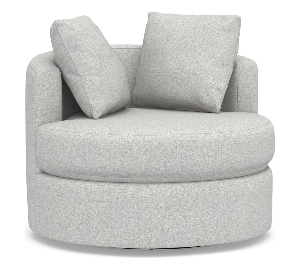 Balboa Upholstered Swivel Armchair, Aspen Flannel Light Gray - Image 0