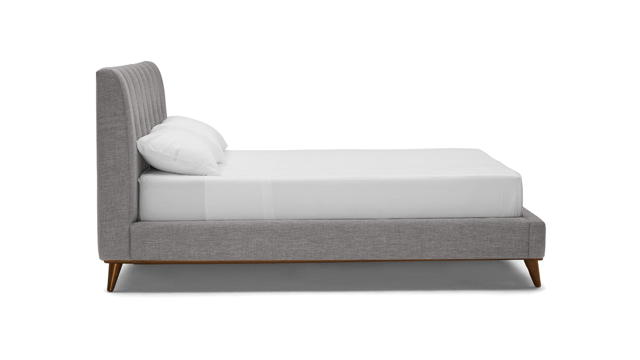 Gray Hughes Mid Century Modern Bed - Taylor Felt Grey - Mocha - Cal King - Image 2