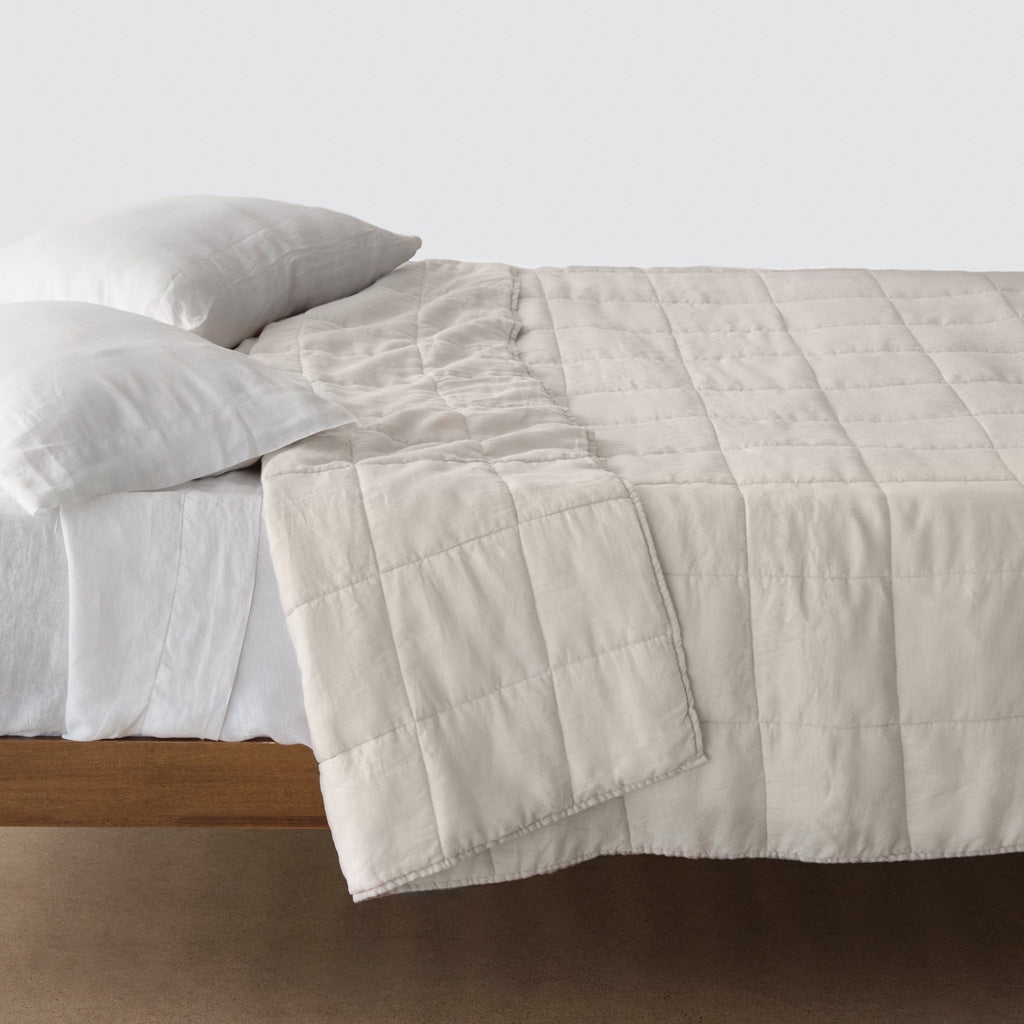 The Citizenry Stonewashed Linen Quilt | Full/Queen | Solid Sand - Image 0
