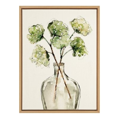 Red Barrel Studio® Sylvie Greenery Vase Framed Canvas By Sara Berrenson 18X24 Natural - Image 0