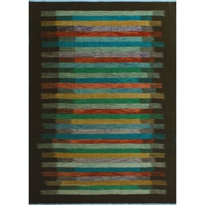 One-of-a-Kind Reta Handmade Kilim 9'9" x 12'11" Wool Dark Brown Area Rug - Image 0