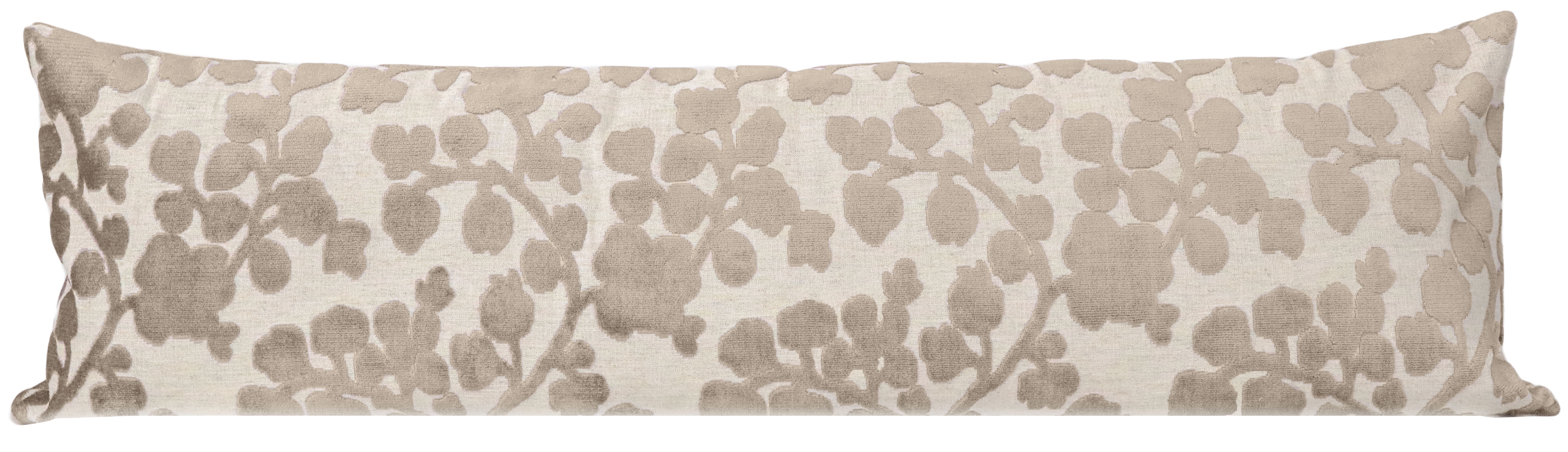 THE XL LUMBAR :: BLOSSOM CUT VELVET // STONE - 14" X 48" - Image 1