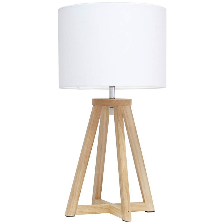 Simple Designs 19 1/4" Natural Wood and White Modern Accent Table Lamp - Image 0