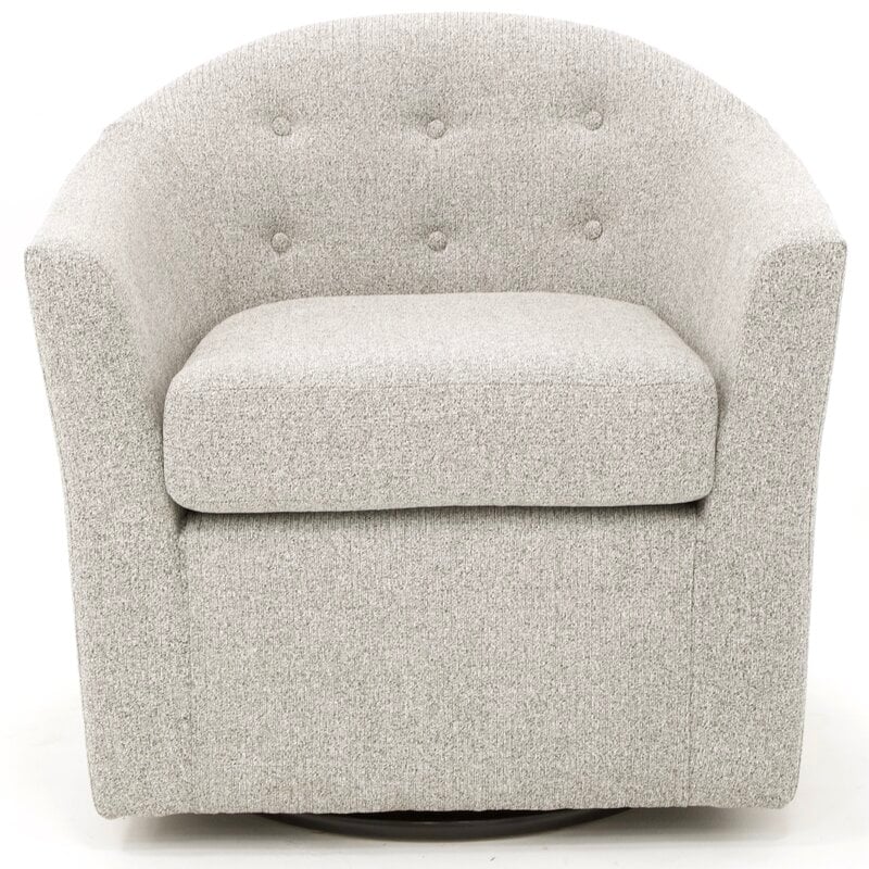 Antai 32.5'' Wide Tufted Swivel Barrel Chair, Ash - Image 3