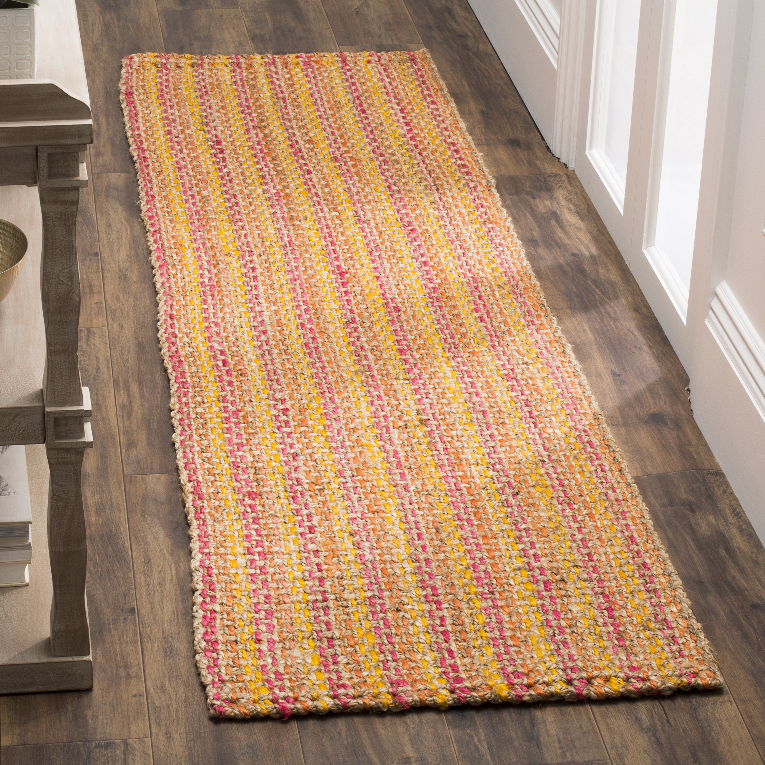 Arlo Home Hand Woven Area Rug, NF262A, Pink/Multi,  2' 3" X 8' - Image 1