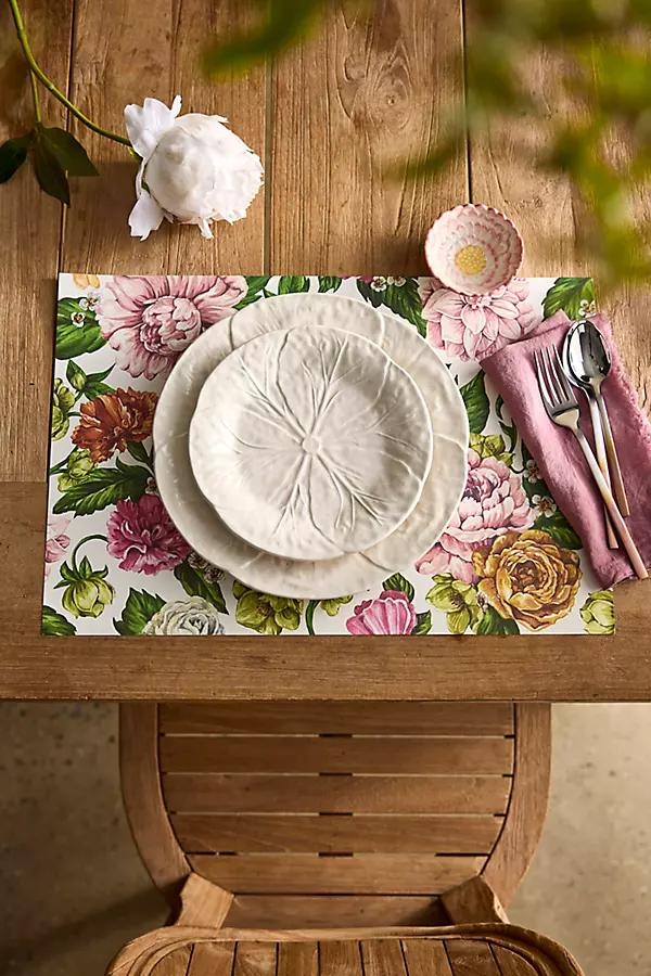 Pink Floral Paper Placemats, Set of 12 - Image 0