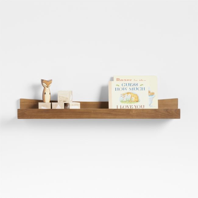 Hampshire Natural Brown Wood Kids Book Ledge Shelf - Image 0