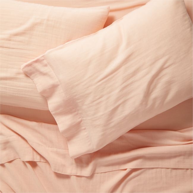 Supersoft Elegant Pink Gauze Organic Cotton Kids Queen Sheet Set - Image 0