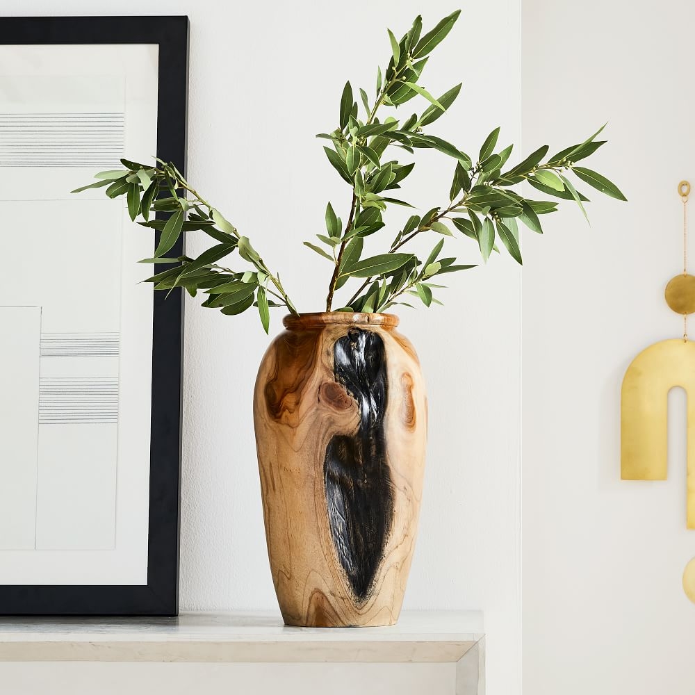Polished Wooden Teak Vase - Image 0