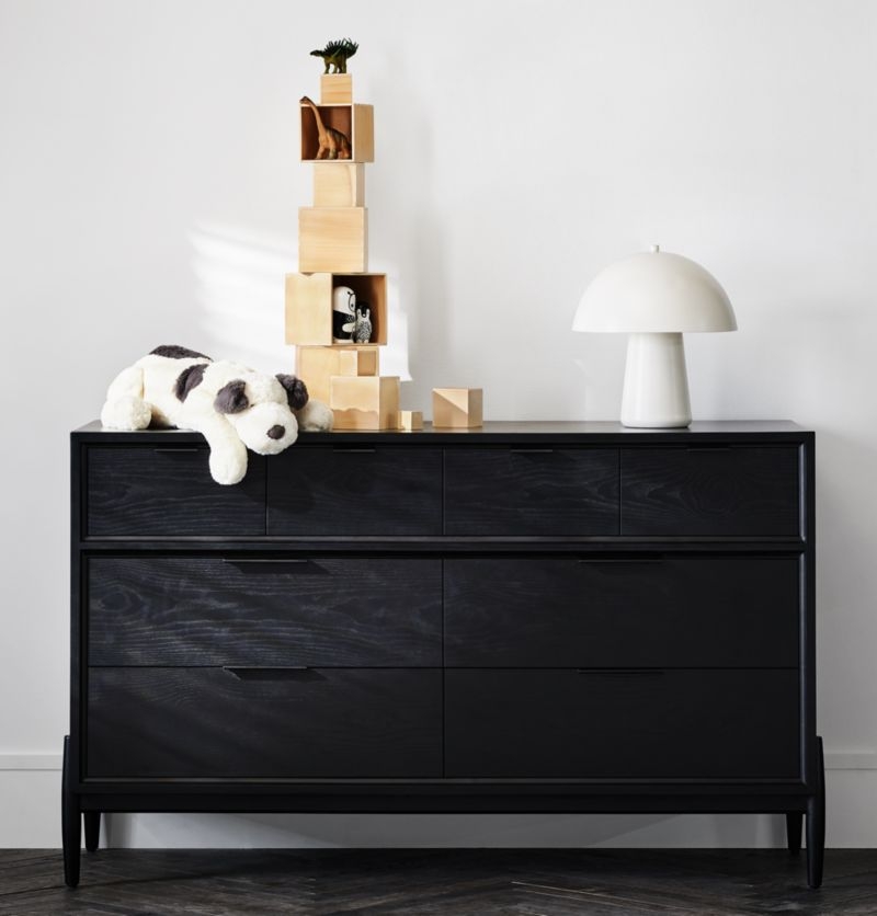 Bodie 54" Ebonized Black Wood Wide 8-Drawer Kids Dresser - Image 3