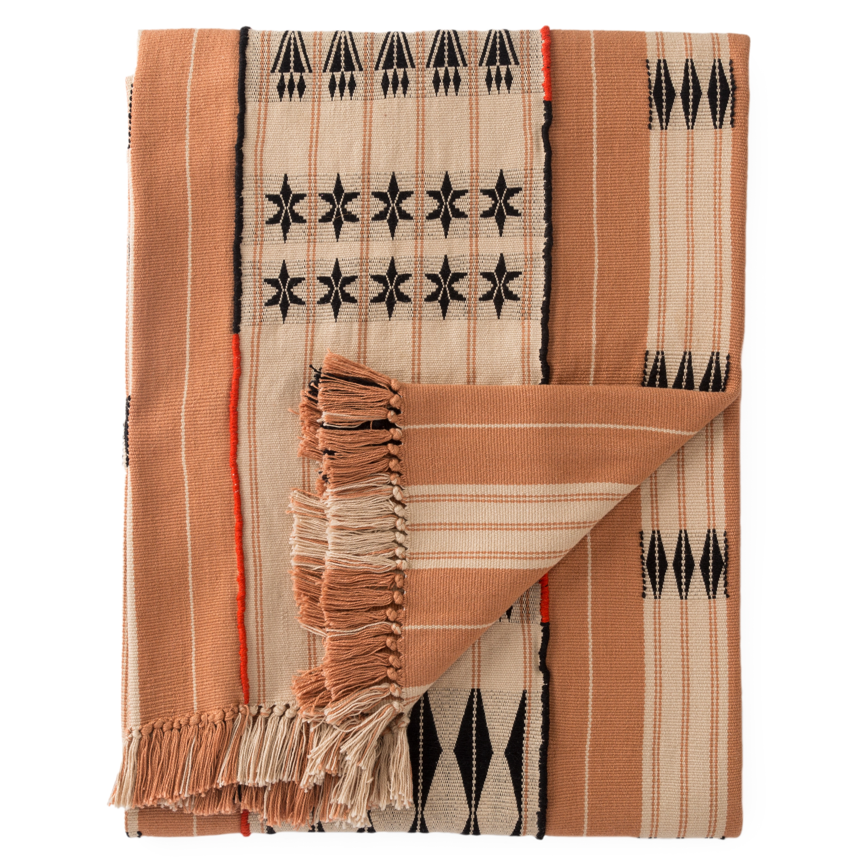 Chang Hand-Loomed Tribal Blush/ Beige Throw - Image 0