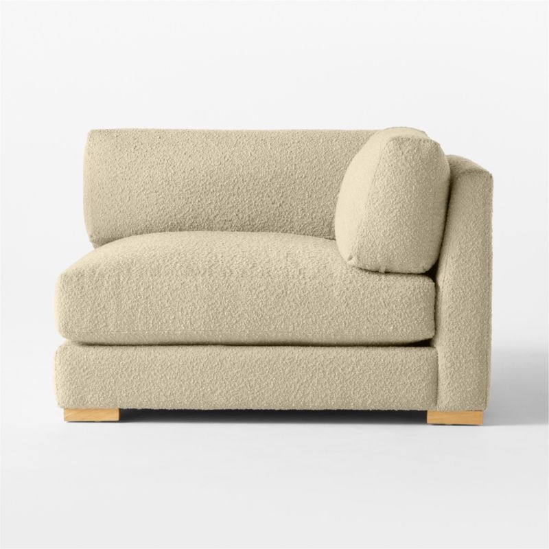 Piazza Camel Brown Boucle Corner Chair with White Oak Legs - Image 1