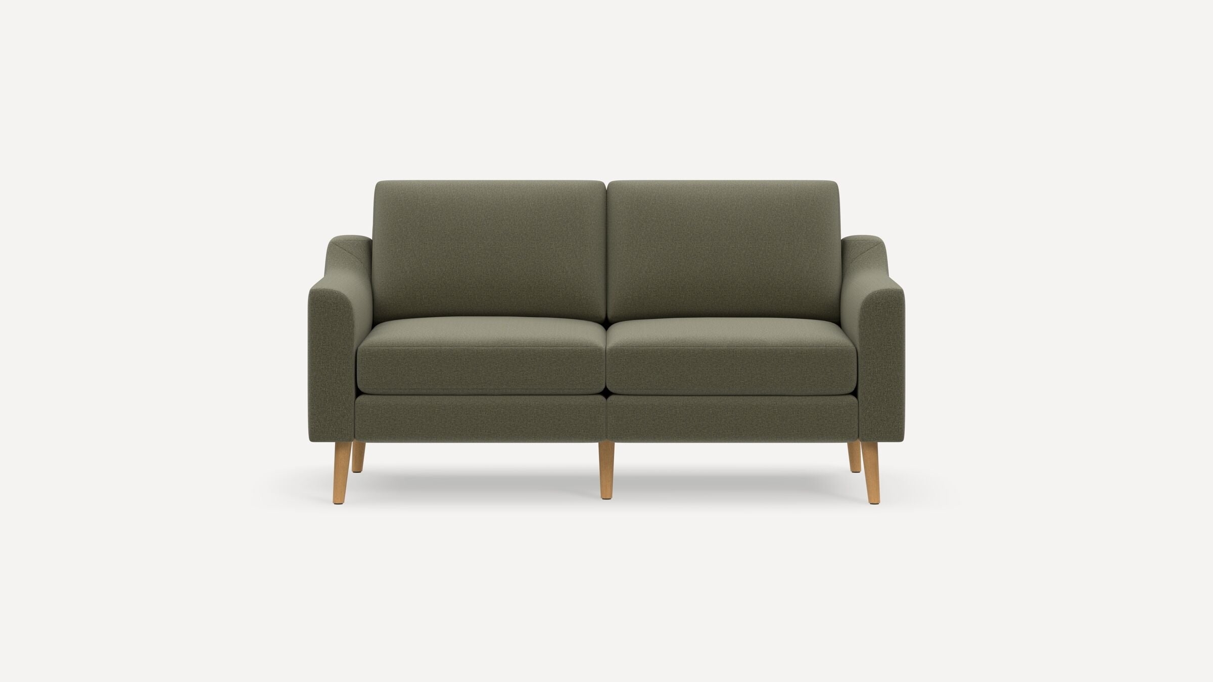 Nomad Loveseat - Moss Green - Performance Flatweave / Oak - Wood / Slope - Image 0