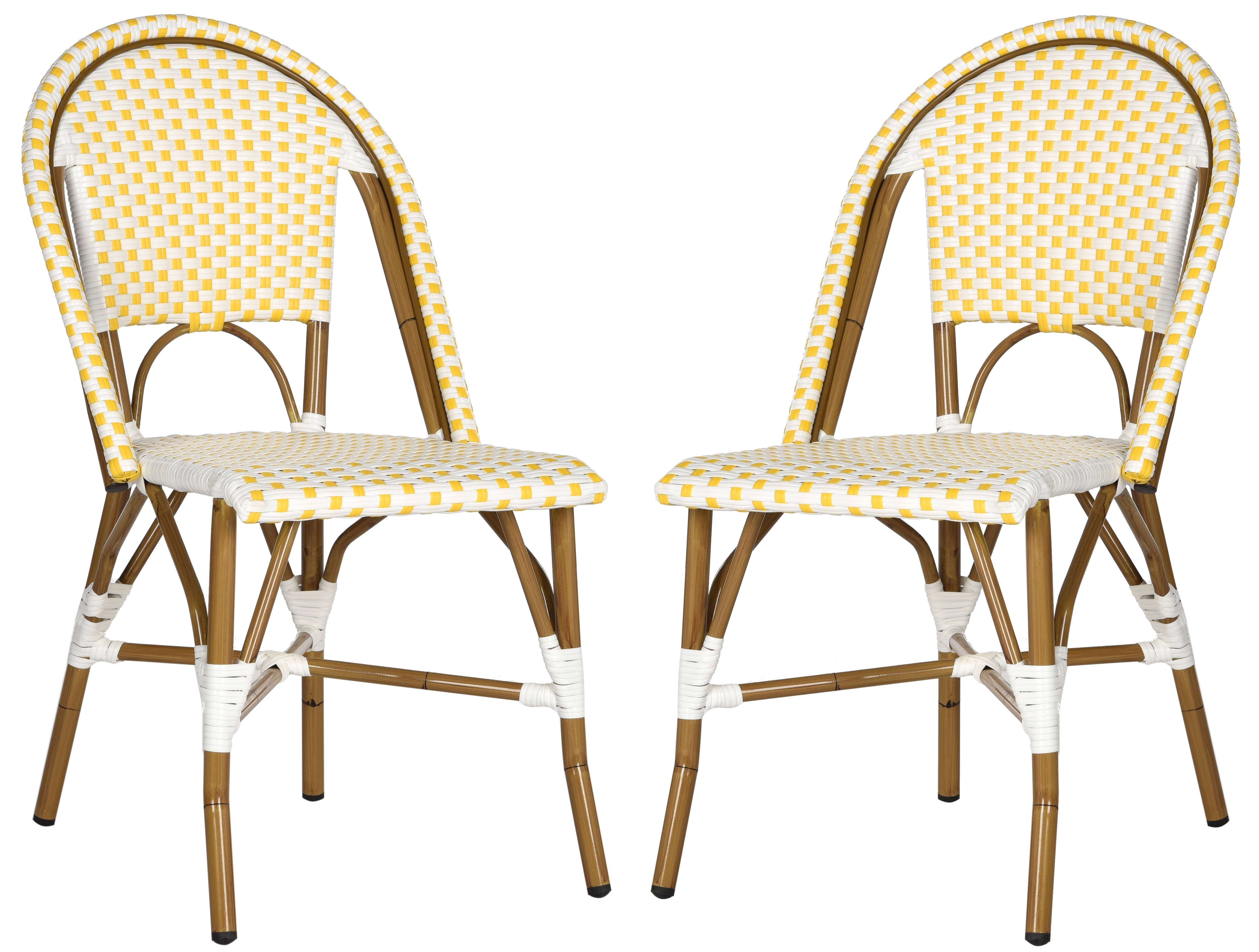 Salcha Indoor-Outdoor French Bistro Stacking Side Chair - Yellow/White/Light Brown - Arlo Home - Image 0