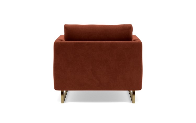 Owens Accent Chair with Red Rust Fabric, standard down blend cushions, and Matte Brass legs - Image 3