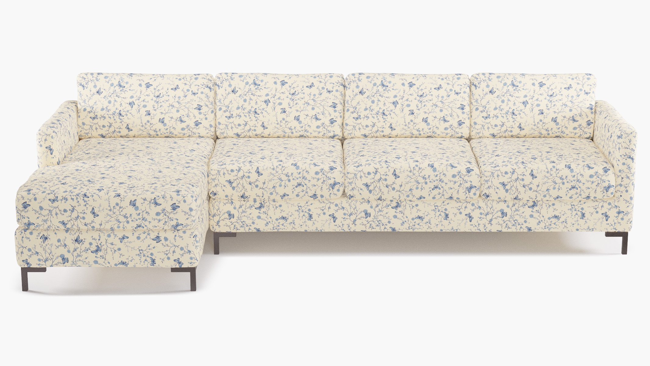 Modern Sectional, Left Facing, Delft Mariposa, Bronze L Leg - Image 0