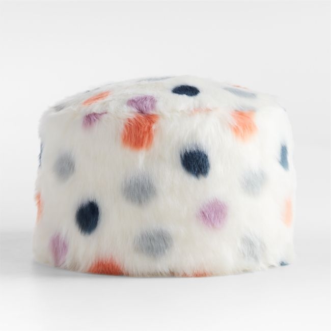 Colorful Dot Faux Fur Round Pouf - Image 0