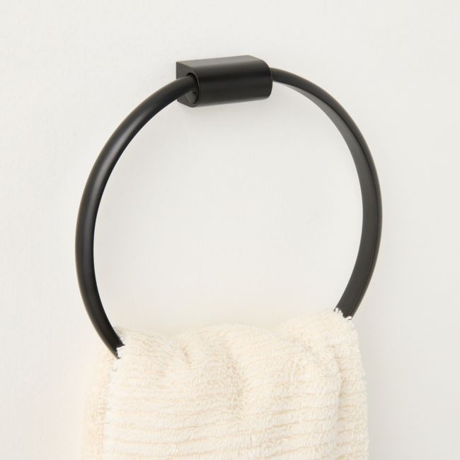 Curveaux Curved Matte Black Towel Ring - Image 0