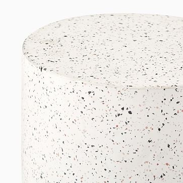 Terrazzo Drum Outdoor 15 in Round Side Table, White - Image 2