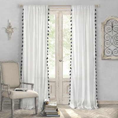 Alexis 100% Cotton Solid Semi-Sheer Rod Pocket Single Curtain Panel - Image 0