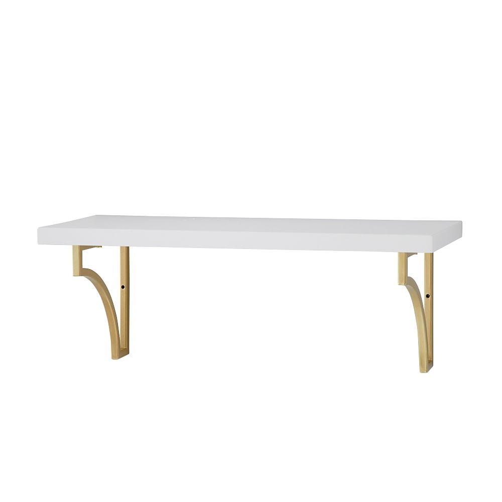 Scalloped Wall Shelf, White/Gold, 24" - Image 0