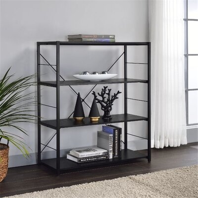 4 Tier Shelf Bookshelf, Black Finish - Image 0