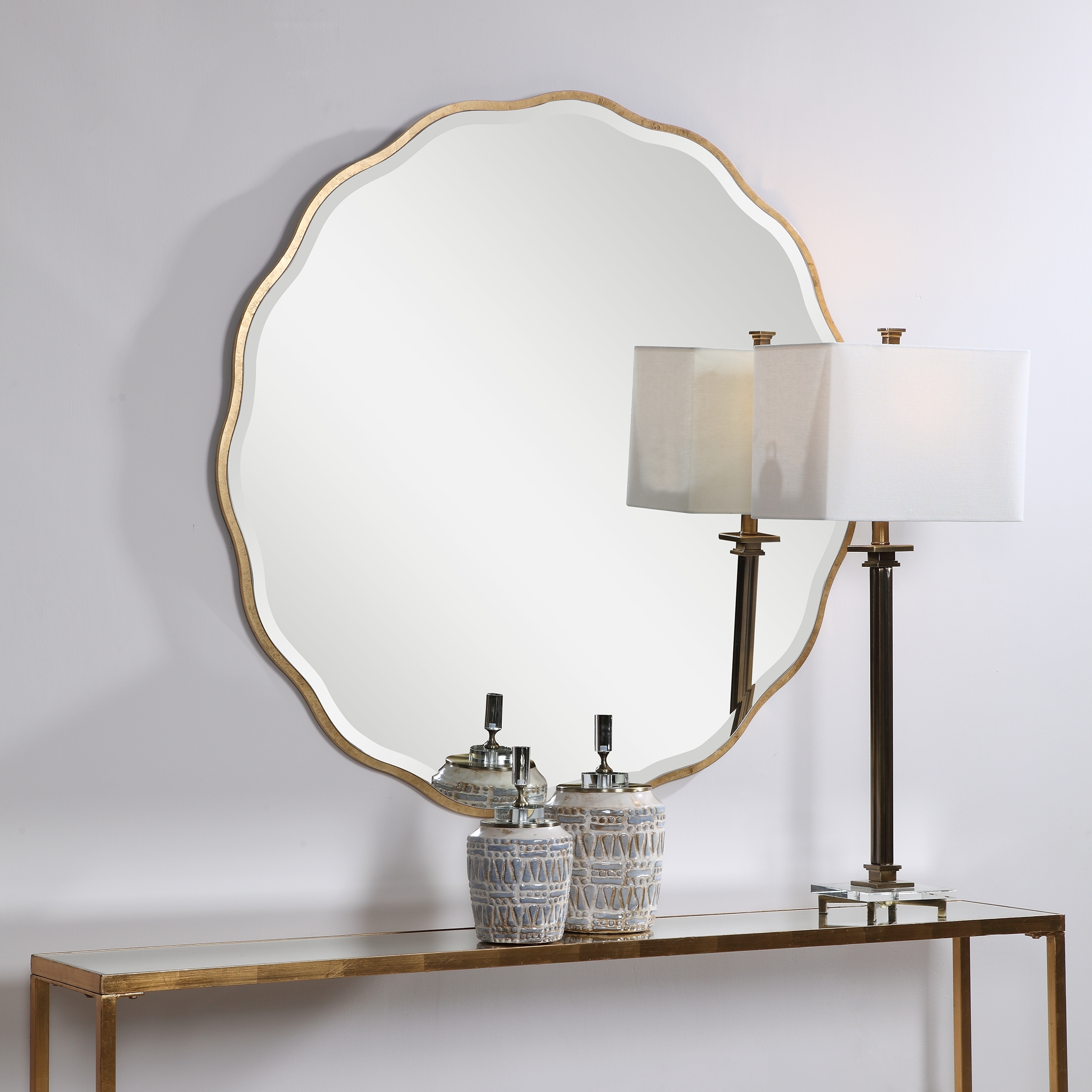 Aneta Gold Round Mirror - Image 2