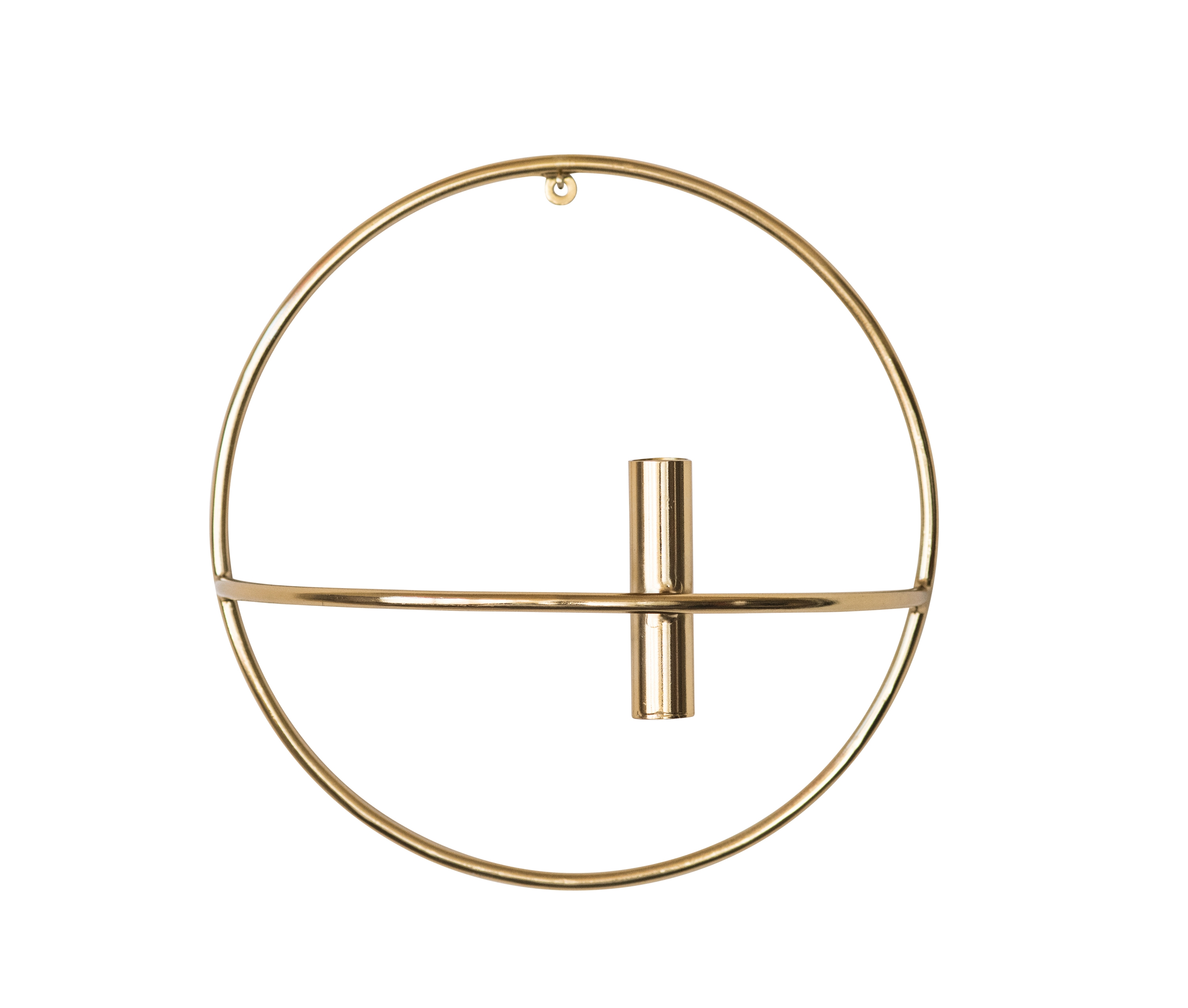 Metal Wall Taper Candleholder, Brass, Large - Image 0