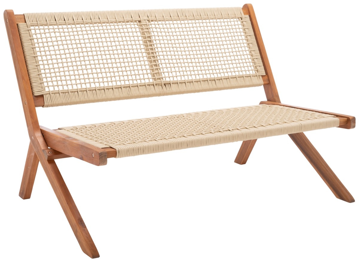 Kobina Outdoor Bench - Natural/Natural - Safavieh - Image 5