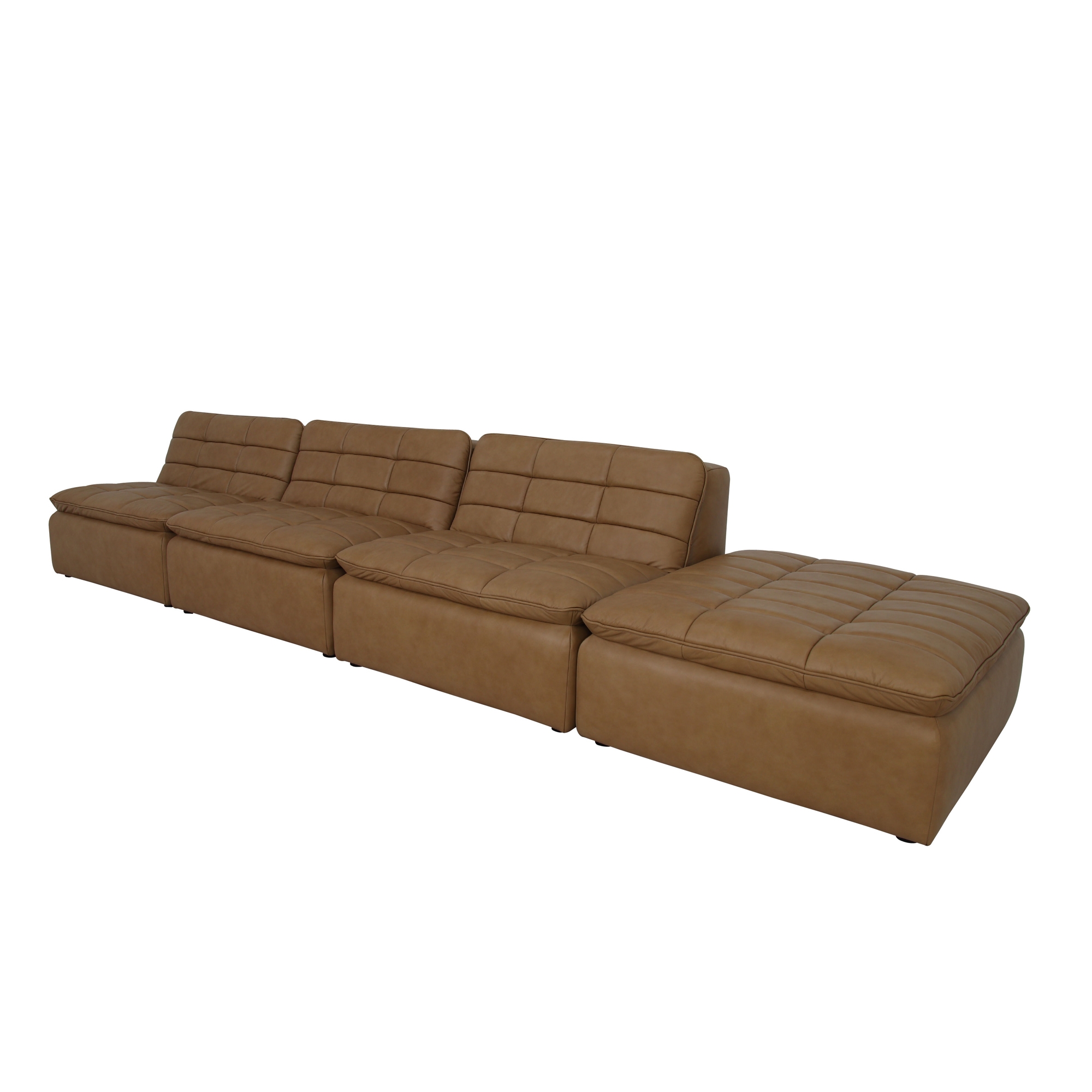 Lino Lounge Modular Sectional Tan Leather - Image 2