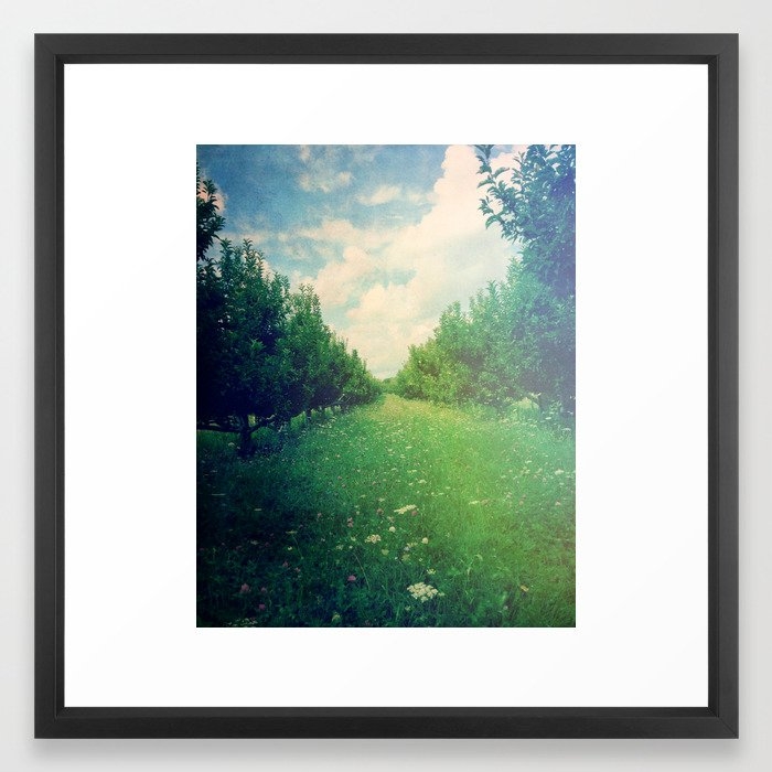 Apple Orchard In Spring Framed Art Print by Olivia Joy St.claire - Cozy Home Decor, - Vector Black - MEDIUM (Gallery)-22x22 - Image 0