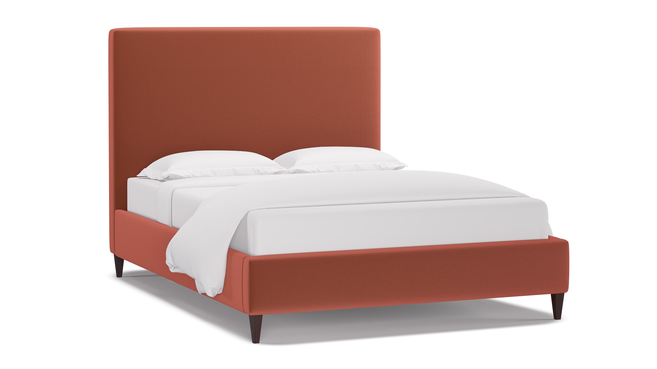 Classic Bed, Terracotta Performance Velvet, Espresso Square Tapered Leg, Twin - Image 1