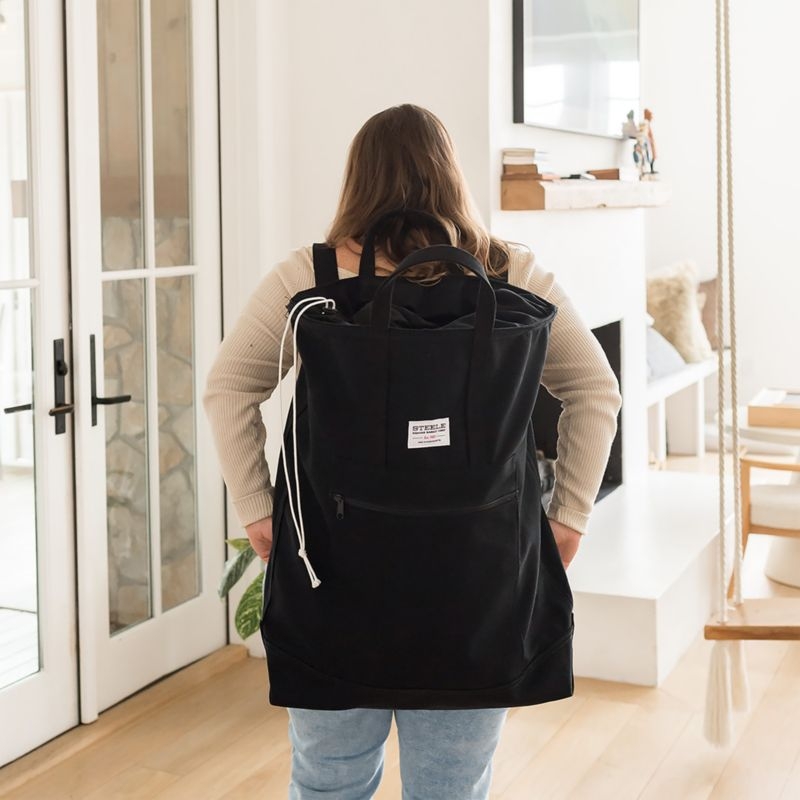 Steele Black Canvas Laundry Tote Bag - Image 3