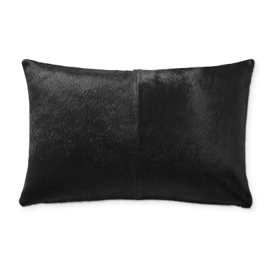 Solid Hide Pillow Cover, 14" X 22", Black - Image 0