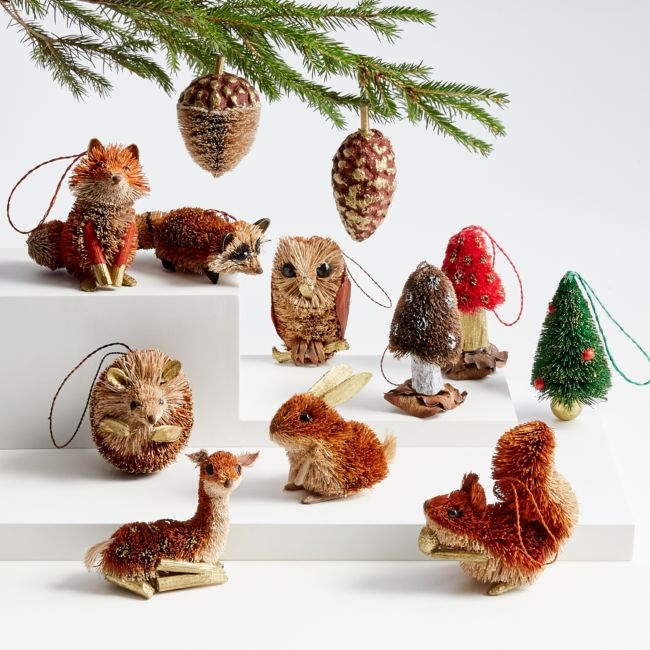 Woodland Animal Buri Christmas Tree Ornaments, Set of 12 - Image 0