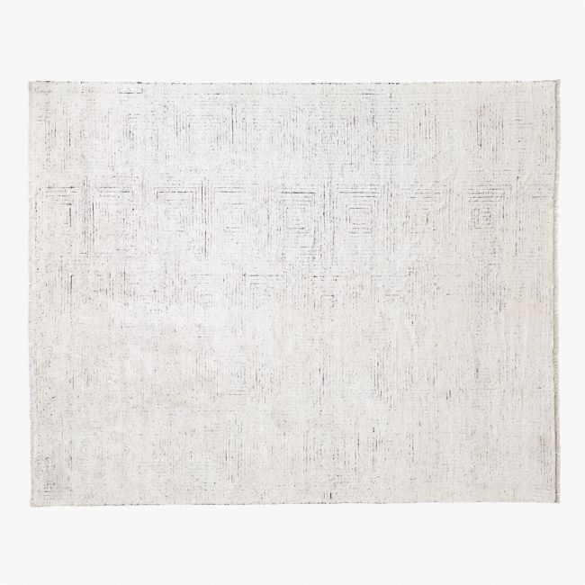 Keen Hand-Knotted White Viscose Area Rug 10'x14' - Image 0