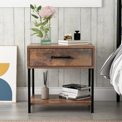 1-Drawer Nightstand With Metal Frame - Image 0