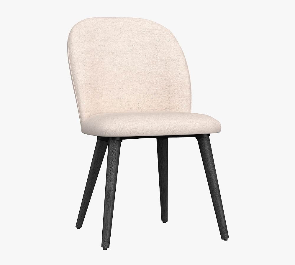 Brea Upholstered Dining Side Chair, Black Leg, Performance Brushed Basketweave Slate - Image 1