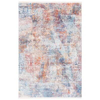 Curiel Abstract Blue/Rust Area Rug - Image 0