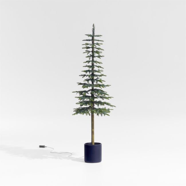 Potted Faux Slim Alpine Pre-Lit LED Tree with White Lights 5' - Image 0